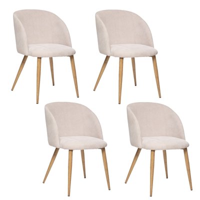 Lot de 4 chaises en velours côtelé et pieds effet hêtre CELESTE TOILINUX