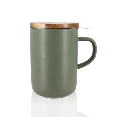 Tisanière en grès avec couvercle en bois d'acacia 475ml, JULIET OGO LIVING
