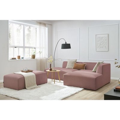 Canapé modulable 5 places en tissu chiné avec pouf, MEGEVE BOBOCHIC