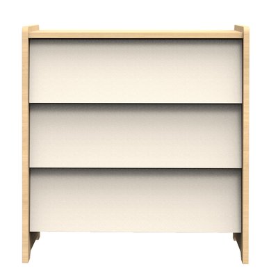 Commode 3 tiroirs façades inclinées en bois décor chêne miel SAUTHON