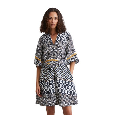 Robe en lin flared avec motif imprimé MARC O'POLO