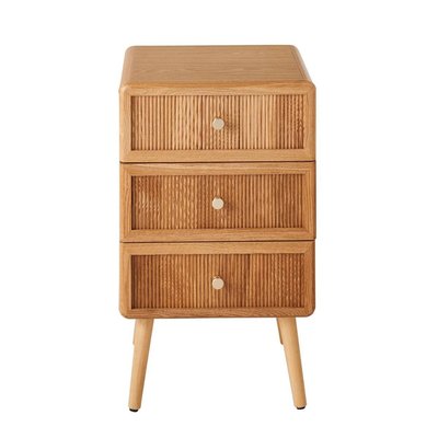Chevet 3 tiroirs avec façades lamellées H71 cm - AVA CALICOSY