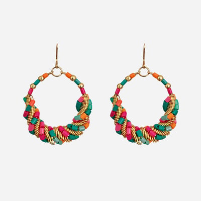 Boucles d'oreilles pendantes perles multicolores BALABOOSTE