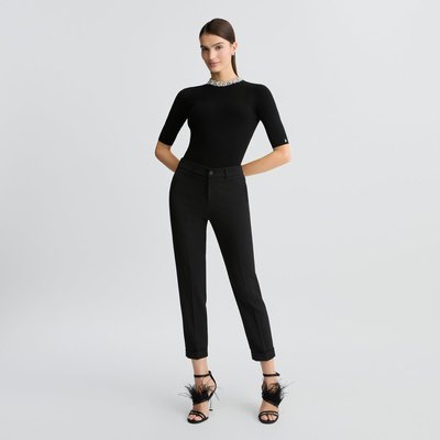 Crop top noir avec broderies de bijoux LIU JO