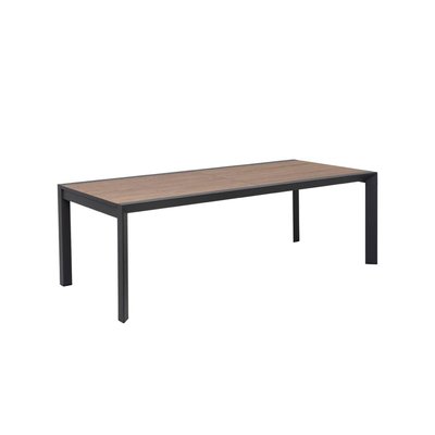 Grande table de jardin en aluminium gris et effet bois  AYDEN MADE IN MEUBLES 