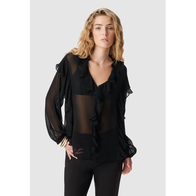 Blouse fluide à jabot et volants IKKS
