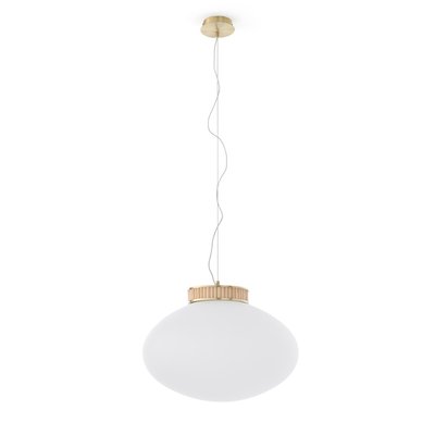 Suspension laiton, bambou et verre opaline, Dolce LA REDOUTE INTERIEURS
