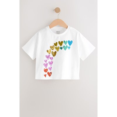 T-shirt avec imprimé cœur à sequins dorés NEXT