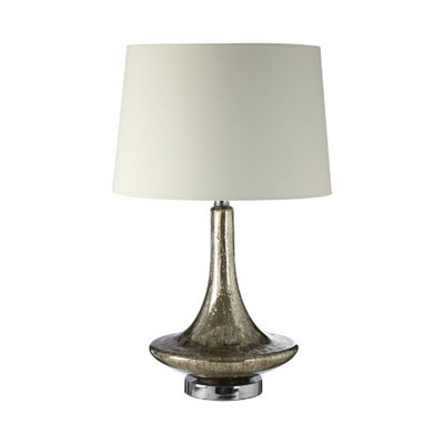 Polished Champagne Glass Droplet Shap with Linen Shade Table Lamp SO'HOME