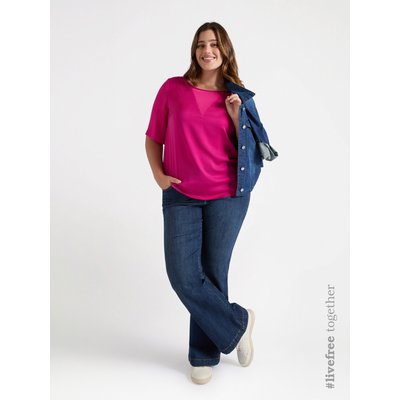 Blouse en satin avec insert transparent sur le devant, manches courtes et coupe droite FIORELLA RUBINO