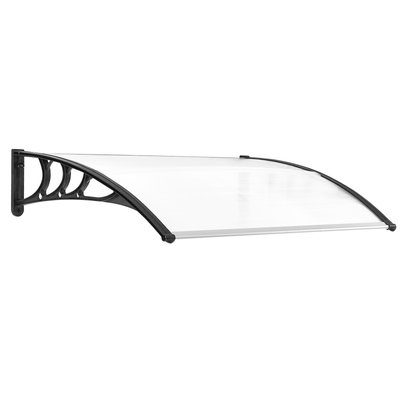 Auvent marquise de porte voûté L. 1 m polycarbonate plastique noir OUTSUNNY