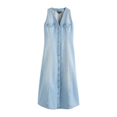 Robe midi en jean à boutons sans manches NEXT