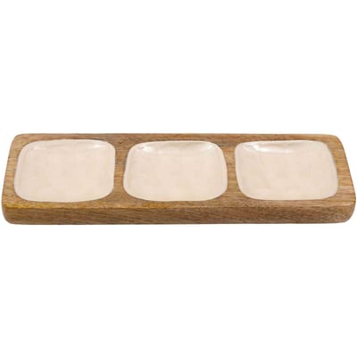 Plateau en manguier et émail Nacre 3 blocs JARDINDECO