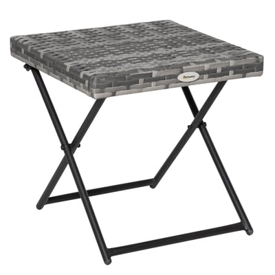 Table basse en rotin Résine tressée Gris OUTSUNNY