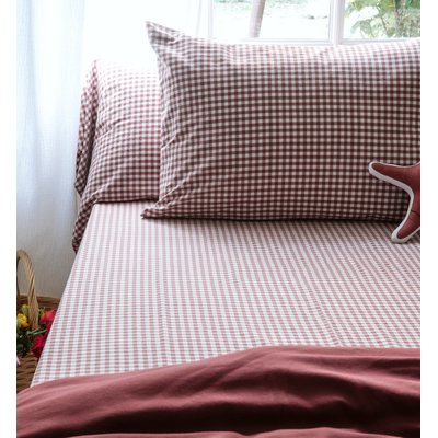 Drap housse 1 personne en percale de coton bio, VICHY KADOLIS