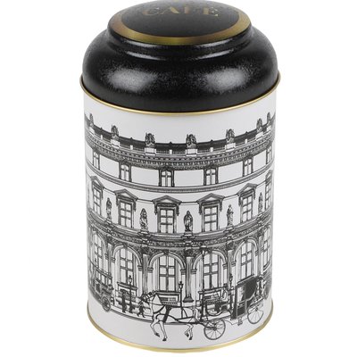 Boîte à café en métal noir, blanc et doré WADIGA