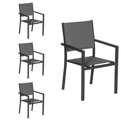 Chaises rembourrées en aluminium, lot de 4 HAPPY GARDEN