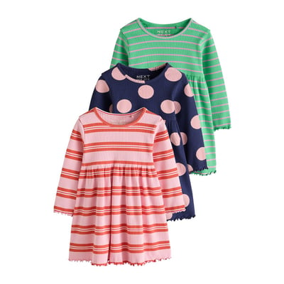 Robe côtelée à manches longues, lot de 3 NEXT