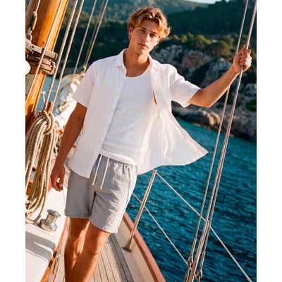 Chemise en lin à manches courtes Riviera SUPERDRY