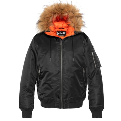 Bomber avec capuche en imitation fourrure SCHOTT