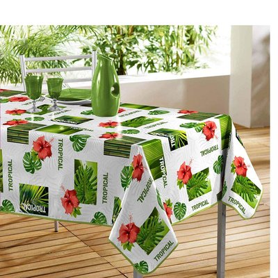 Nappe rectangle PVC Salvador blanc DOUCEUR D'INTÉRIEUR