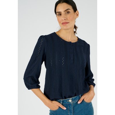 Top maille jacquard stretch ajourée et brodée DAMART