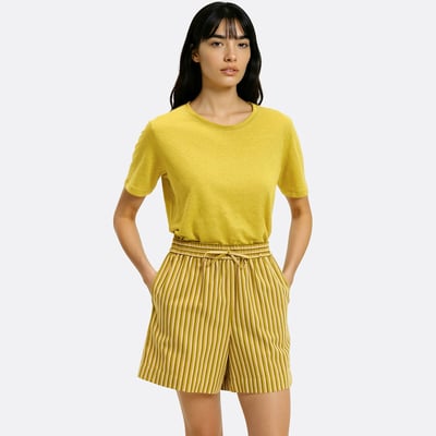 T-shirt en lin col rond manches courtes LA REDOUTE COLLECTIONS