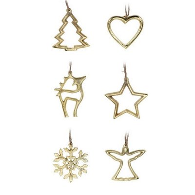 Set de 6 décorations de Noël en aluminium doré WADIGA