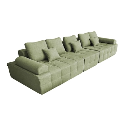 Canapé modulable 5 places assise profonde en tissu avec coussins, SNUGGY OVIALA