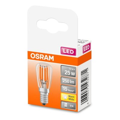 Ampoule Led Mini Tube T26 Verre Clair E14 2,8w=25w Chaud OSRAM
