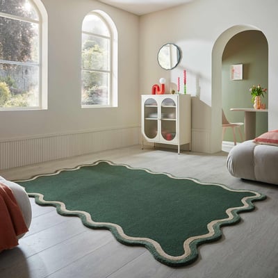 Tapis en mélange de laine à bordure festonnée RIVO FLAIR RUGS