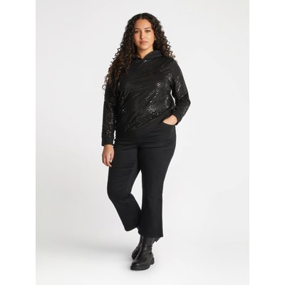 Sweat-shirt total black à rayures diagonales en paillettes FIORELLA RUBINO