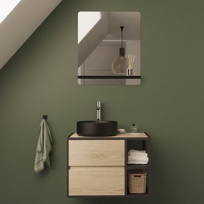 Ensemble meuble simple vasque 70 cm + vasque + miroir EDISSON MOB IN