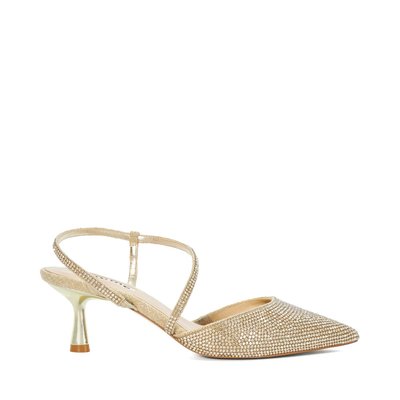 Escarpins à bride arrière à talons bobines et pierres fantaisie - COMPETITIVE DUNE LONDON