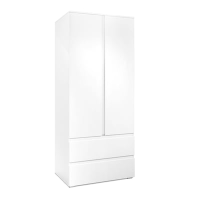 Armoire penderie blanche 2 portes 2 tiroirs ALVA PIER IMPORT