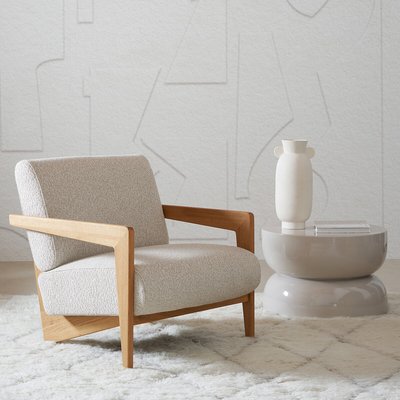 Fauteuil in massief eik en bouclette, Izag AM.PM
