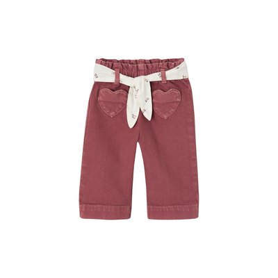 Pantalon couleur large  avec ceinture à nouer VERTBAUDET
