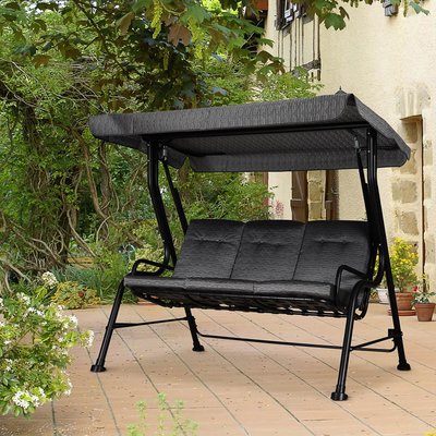 Balancelle de jardin 3 places grand confort avec coussins OUTSUNNY