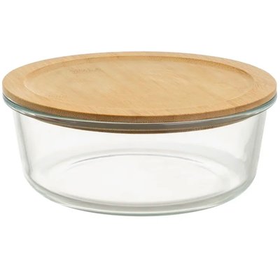 Boîte de conservation ronde en verre et bambou 1300ml WADIGA