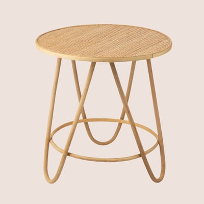 Table basse ronde en rotin naturel D60 - TARO HELLIN, DEPUIS 1862