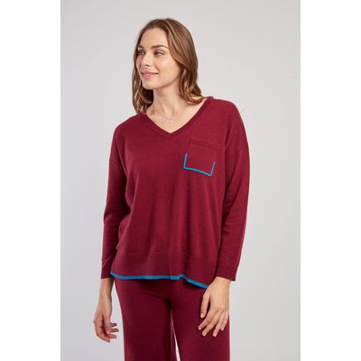 Pull uni en maille col V CARGESE DERHY