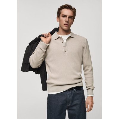 Pull-over polo coton mélangé maille côtelée MANGO MAN