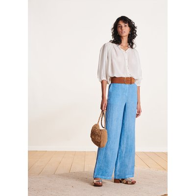 Pantalon droit en lin taille haute LA FEE MARABOUTEE