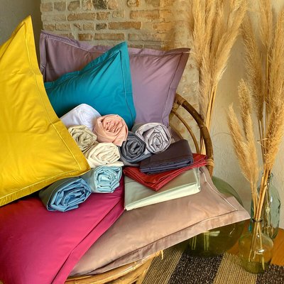 Drap housse double sommier articulé - UNI PERCALE DE COTON TRADITION DES VOSGES
