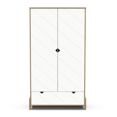 Armoire 2 portes et 1 tiroir décor chêne et blanc H188 cm - ALBIZIA CALICOSY