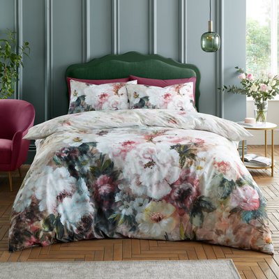 Rose Bloom 100% Cotton Duvet Cover and Pillowcase Set RHS
