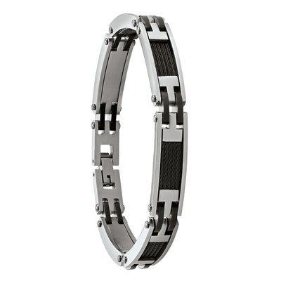 ZEPHIR - Black two-tone steel bracelet JOURDAN BIJOUX