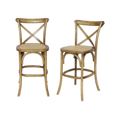 Tabouret de bar bistrot vintage bois (lot de 2) BELLEVILLE SWEEEK