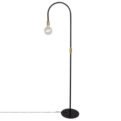 Lampadaire noir hauteur fixe 180cm en fer/cuivre et papier décor - Drop ZAGO