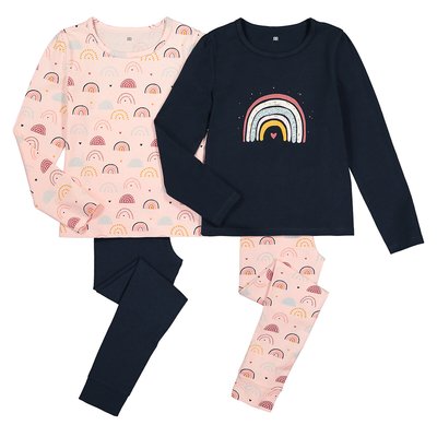 Lot de 2 pyjamas en coton imprimés arc-en-ciel LA REDOUTE COLLECTIONS